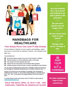 Handbags for Healthcare Event April 18, 2015